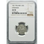 Sigismund I the Old, Half groschen Vilnius 1521 - NGC AU58
