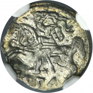 Sigismund II August, Denarius Vilnius 1554 - NGC MS62