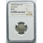 Sigismund II August, 1/2 Groschen Vilnius 1548 - LI/LITVA - NGC MS62