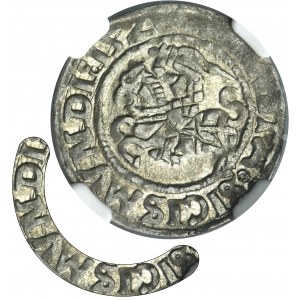 Sigismund I the Old, Half groschen Vilnius 1526 - NGC AU55 - VERY RARE, SICISMVNDI error