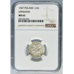 Sigismund II August, 1/2 Groschen Vilnius 1547 - LI/LITVA - NGC MS63
