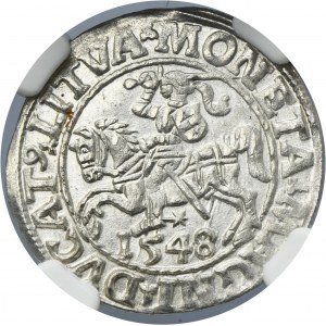Sigismund II August, 1/2 Groschen Vilnius 1548 - LI/LITVA - NGC MS63