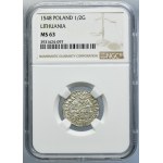 Sigismund II August, 1/2 Groschen Vilnius 1548 - LI/LITVA - NGC MS63
