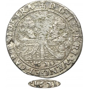 Silesia, Duchy of Münsterberg-Oels, Heinrich Wenzel and Karl Friedrich, 24 Kreuzer Oels 1621 HT - UNLISTED, date below the busts