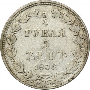 3/4 rouble = 5 zloty Warsaw 1836 MW