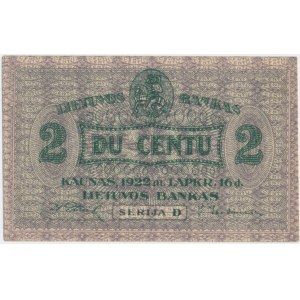 Lituanie, 2 cents 1922