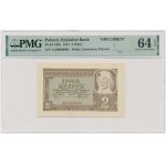 2 złote 1941 - AA 0000000 - WZÓR - PMG 64 EPQ - PIERWSZE NOTOWANIE