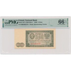 2 złote 1948 - BB - PMG 66 EPQ - rzadsza seria