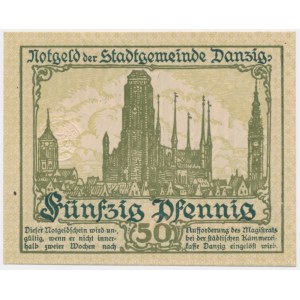 Danzig, 50 Pfennige 1919 - green -