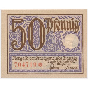 Danzig, 50 Pfennig 1919 - purple -