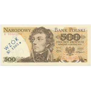 500 złotych 1974 - WZÓR - K 0000000 - No.1303 -