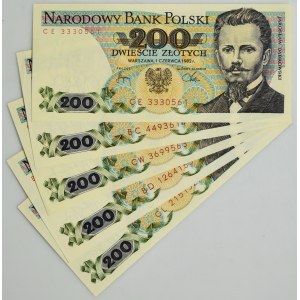 Zestaw, 200 złotych 1979-86 (5 szt.)