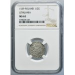Sigismund II August, 1/2 Groschen Vilnius 1559 - L/LITVA - NGC MS62
