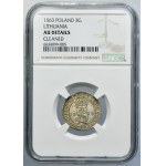 Sigismund II August, 3 Groschen Vilnius 1563 - L/LIT - NGC AU DETAILS