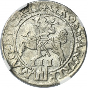 Sigismund II August, 3 Groschen Vilnius 1562 - L/LI - NGC AU DETAILS
