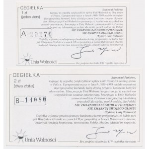Unia Wolności, zestaw cegiełek na 1 i 2 złote (2 szt.)