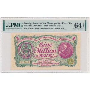 Gdansk, 1 milión mariek 08. augusta 1923 - číslo 6 s ❊ bez rotácie - PMG 64 EPQ