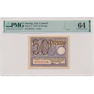 Danzig, 50 Pfennig 1919 - purple - PMG 64