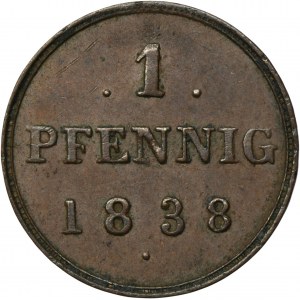 Germany, Grand Duchy of Mecklenburg-Strelitz, Georg, 1 Pfennig Schwerin 1838