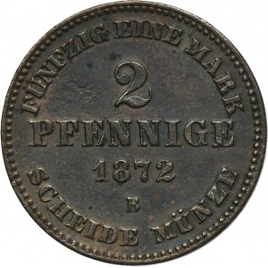 Germany, Grand Duchy of Mecklenburg-Schwerin, Friedrich Franz II, 2 Pfennig Dresden 1872 B - ex. Dr. Max Blaschegg