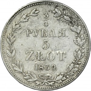 3/4 rubl = 5 zloty Warsaw 1839 MW