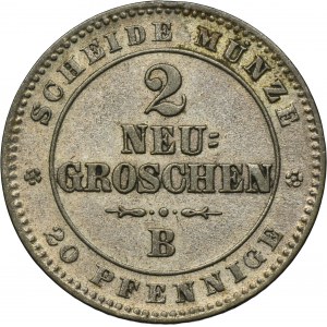 Germany, Saxony, Johann V, 2 Neu groschen = 20 Pfennig Drezden 1864 B