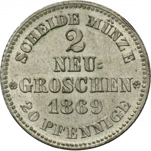 Germany, Saxony, Johann V, 2 Neu groschen = 20 Pfennig Drezden 1869 B