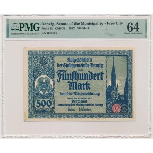Danzig, 500 Mark 1922 - PMG 64