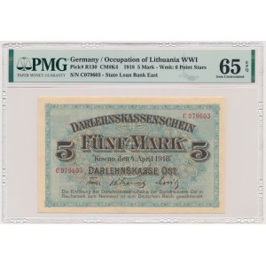 Kowno, 5 Mark 1918 - C - PMG 65 EPQ