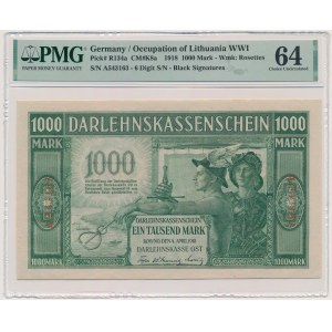 Kowno, 1.000 Mark 1918 - A - 6 digit series - PMG 64