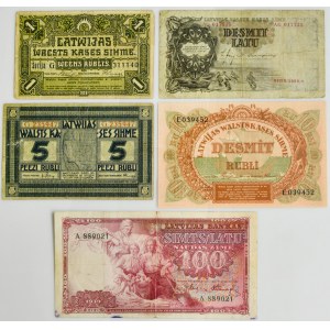 Latvia, 1-10 Rubli 1919, 10-100 Latu (!938-39) (5 pcs.)