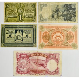 Latvia, 1-10 Rubli 1919, 10-100 Latu (!938-39) (5 pcs.)