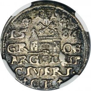 Stephen Bathory, 3 Groschen Riga 1586 - NGC AU55