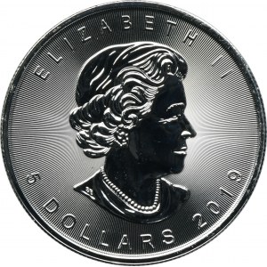 Canada, Elizabeth II, 5 Dollars Winnipeg 2019 - Mapple Leaf