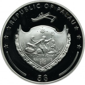 Palau, 5 Dollars 2012 - Year of the Dragon