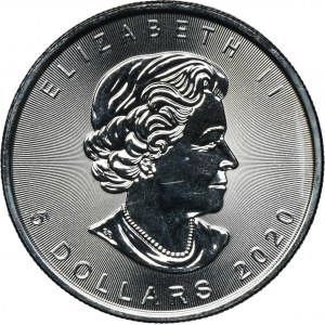 Canada, Elizabeth II, $5 Winnipeg 2020 - feuille d'érable