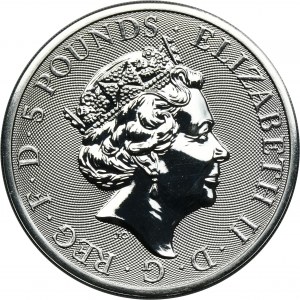 Great Britain, Elizabeth II, 5 Pound Llantrisant 2021 - Richmond White Greyhound