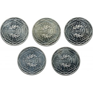 Lot, France, 10 Euro Paris 2010 (5 pcs.)