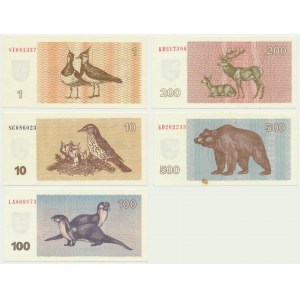 Lithuania, lot 1-100 Talonas 1992 (5 pcs.)