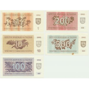 Lithuania, lot 1-100 Talonas 1992 (5 pcs.)