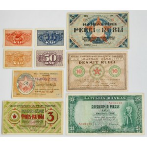 Latvia, 5 Kapeikas - 10 Rubli (1919-20), 25 latu 1938 (9 pcs.)