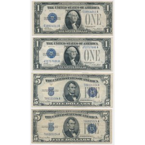 USA, Silberzertifikat, $1-5 Satz (1928-34) (4 Stück).