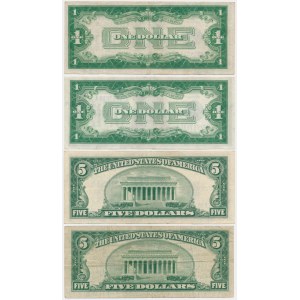 USA, Silberzertifikat, $1-5 Satz (1928-34) (4 Stück).