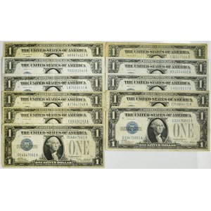 USA, Silberzertifikat, 1 $ Satz 1928 (11 Stück).