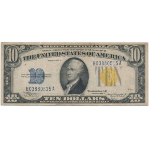 USA, Yellow Seal North Africa Silver Certificate, 10 Dollars 1934 - A - Julian & Morgenthau -