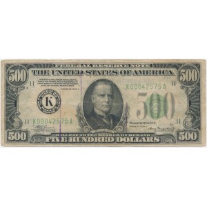 USA, Green Seal, Dallas, $500 1934 A - Julian &amp; Morgenthau
