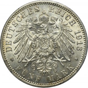 Germany, Kingdom of Prussia, Wilhelm II, 5 Mark Berlin 1913 A