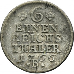Silesia, Prussian rule, Friedrich II, 1/6 Thaler Breslau 1766 B