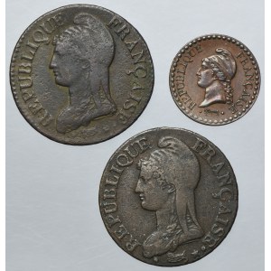 Lot, France, 1 Centime and 5 Centimes (3 pcs.)