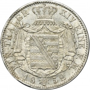 Germany, Saxony, Friedrich August II, Thaler Dresden 1852 F